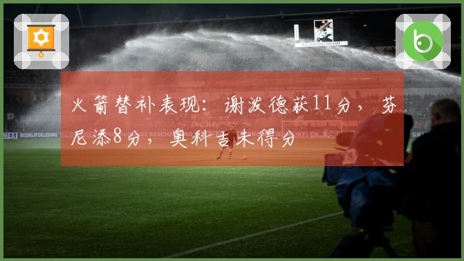 火箭替补表现：谢泼德获11分，芬尼添8分，奥科吉未得分